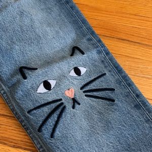 ASOS Monki cat face stitched jeans 27